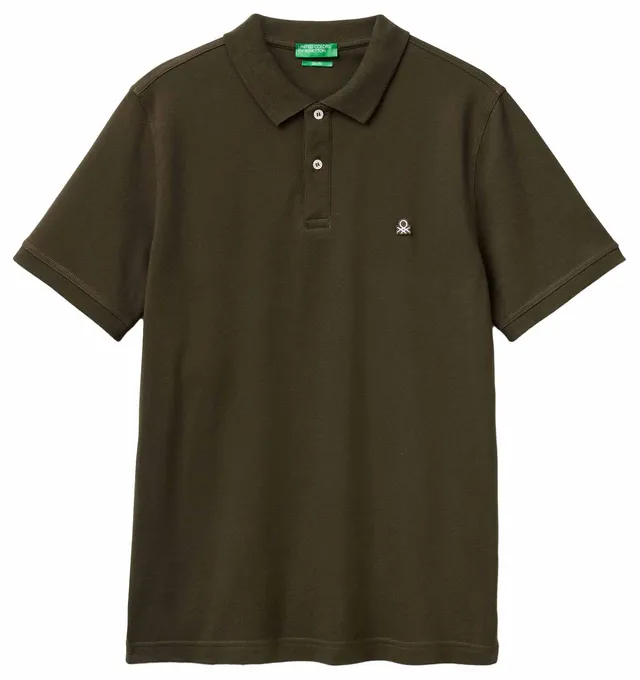 Benetton Polo M/M Maglia Polo Slim Patch Logo Cuore