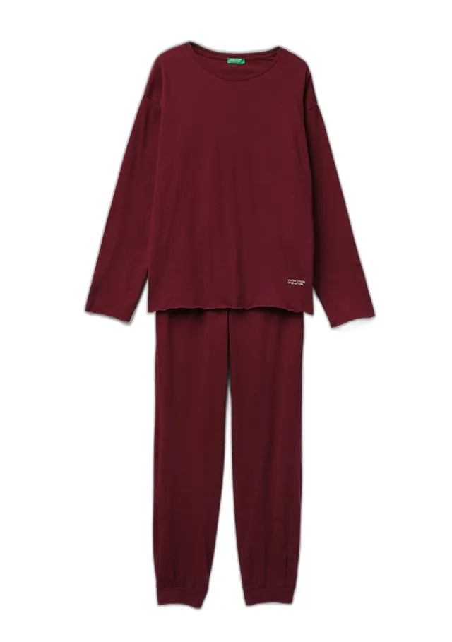 Benetton 35vb3p048 Set Pigiama Donna Cotone Taglia S Logo