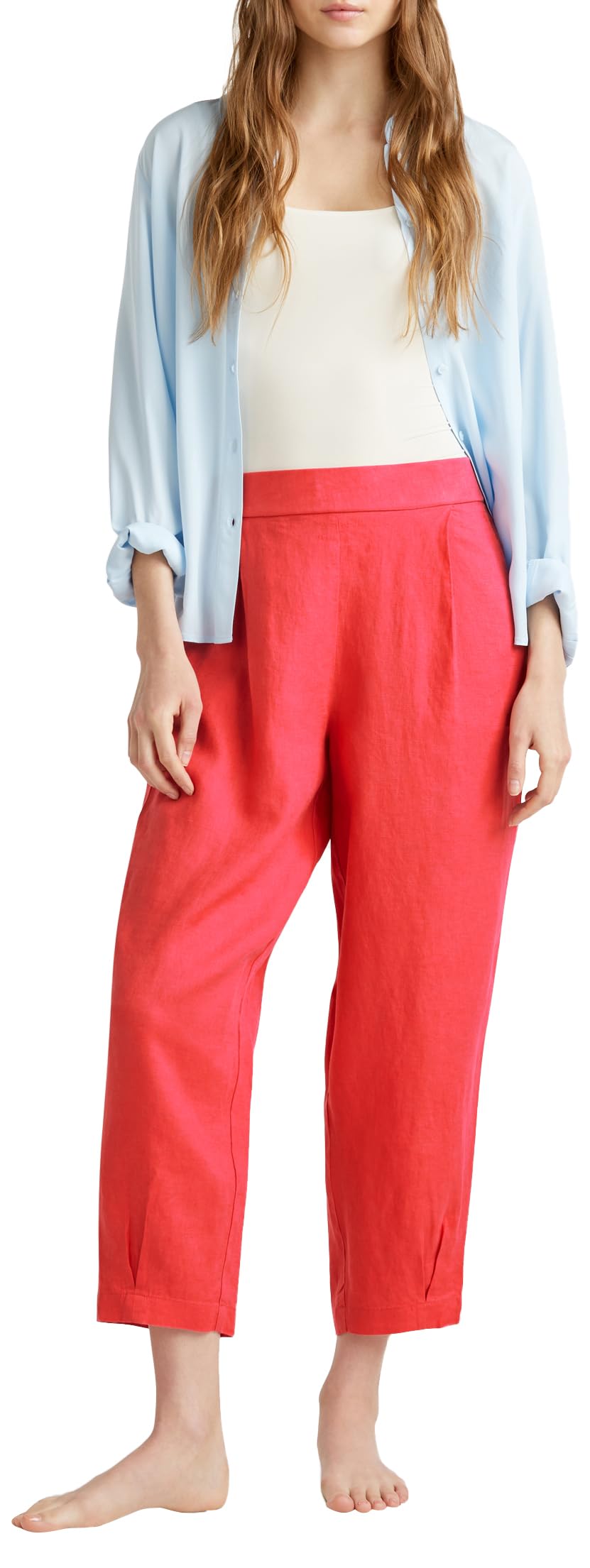 Benetton 4aghdf08l pantalone donna S lino nero