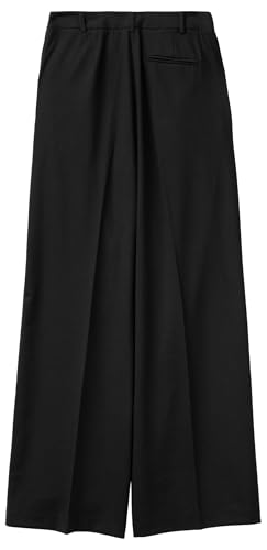 Benetton 4962DF07F pantaloni donna neri gamba ampia