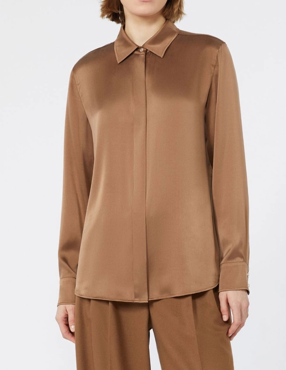 Max Mara Studio Xero MSTXERO094 camicia donna cuoio seta