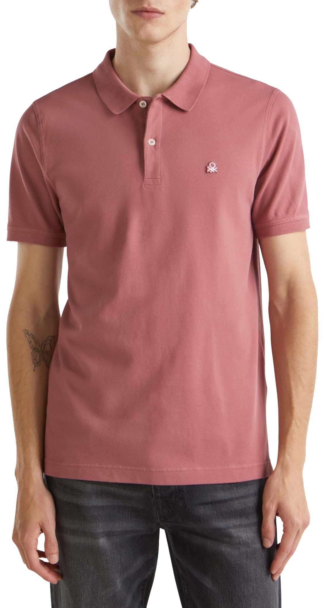 Benetton Polo Slim Uomo Maglia Cotone Blu