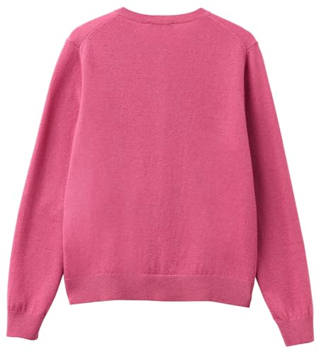 Benetton Cardigan Coreana Donna Rosa Lana Merino