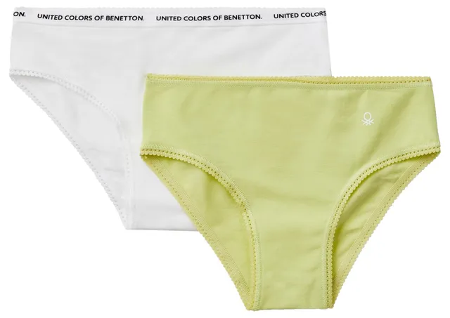 Benetton Intimo Set 2 Slip Bambina 104 Cotone Logo