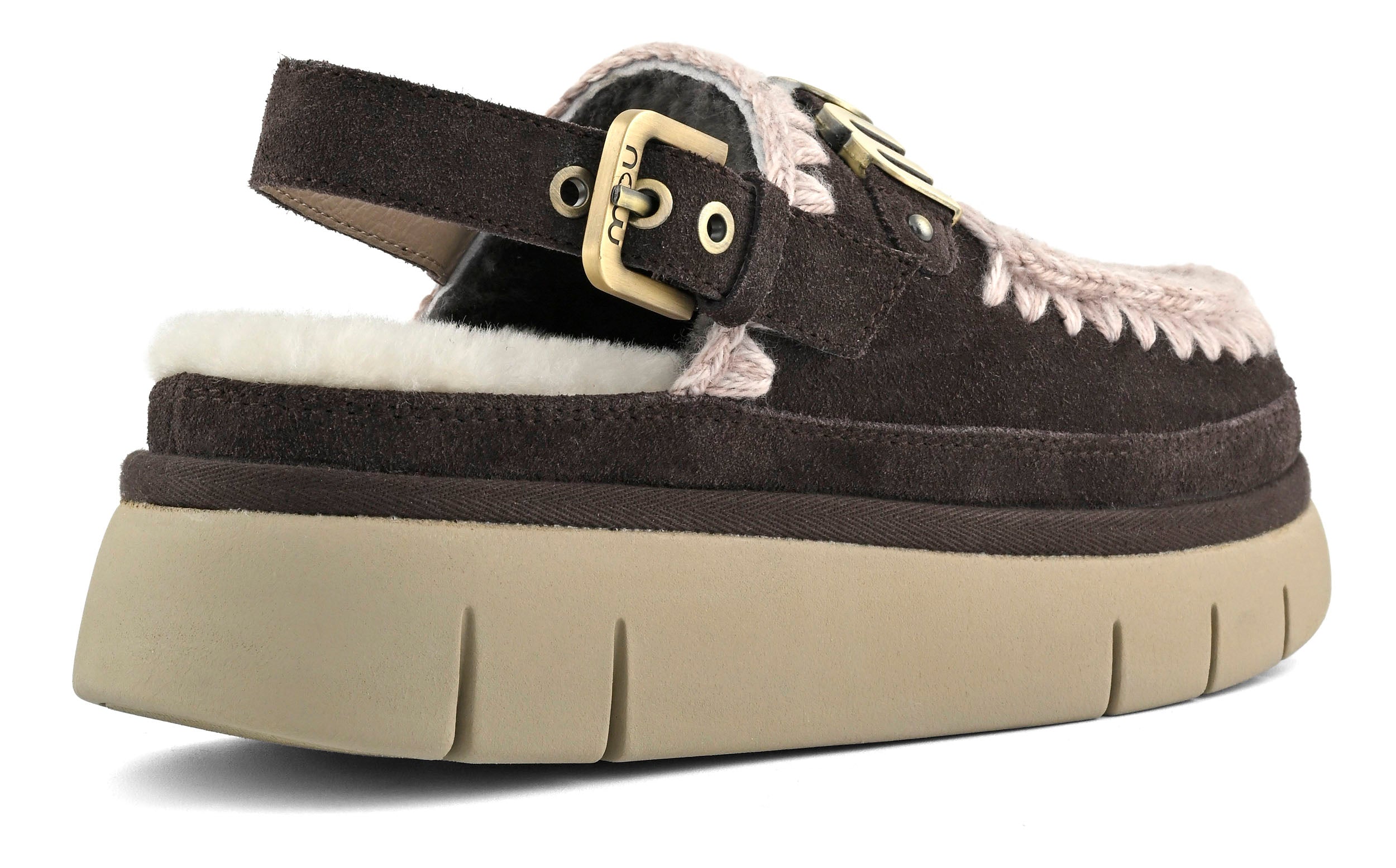 Mou FW531026A sabot donna mocha camoscio platform