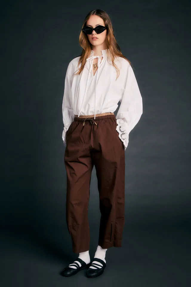 Karen Walker Maverick Pantaloni cioccolato cotone