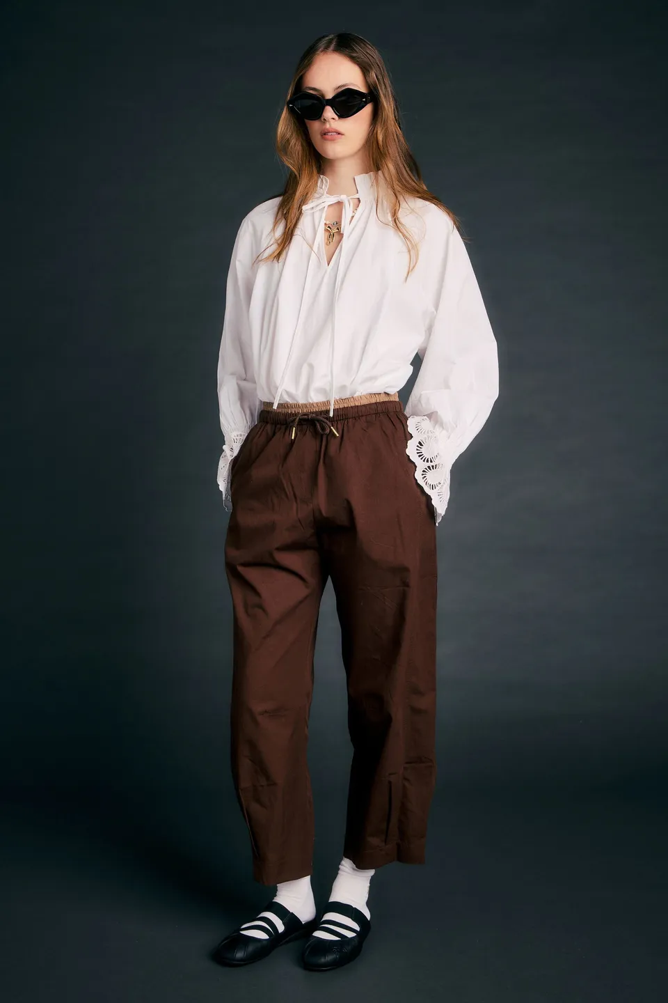 Karen Walker Maverick Pantaloni cioccolato cotone