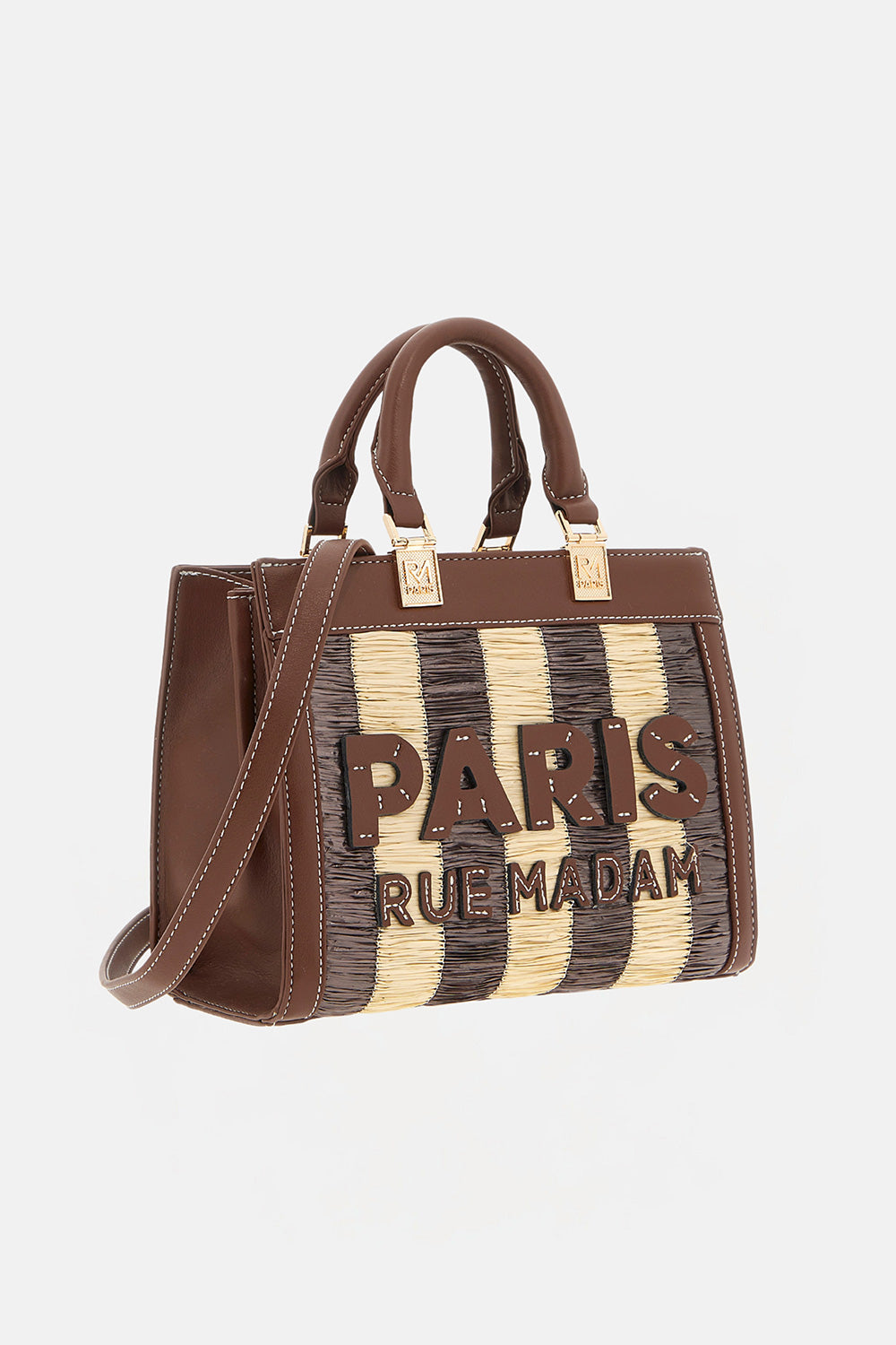 Rue Madam Tangeri 1571 Tote Donna Brown Beige Raffia