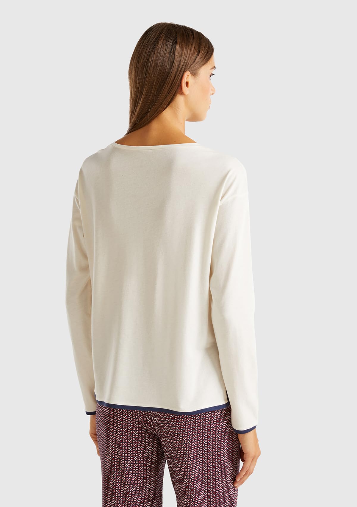 Benetton 3y5e3m063 Maglia Pigiama Donna L Bianca Cotone