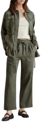 Benetton 4aghdf08j pantalone donna in lino beige