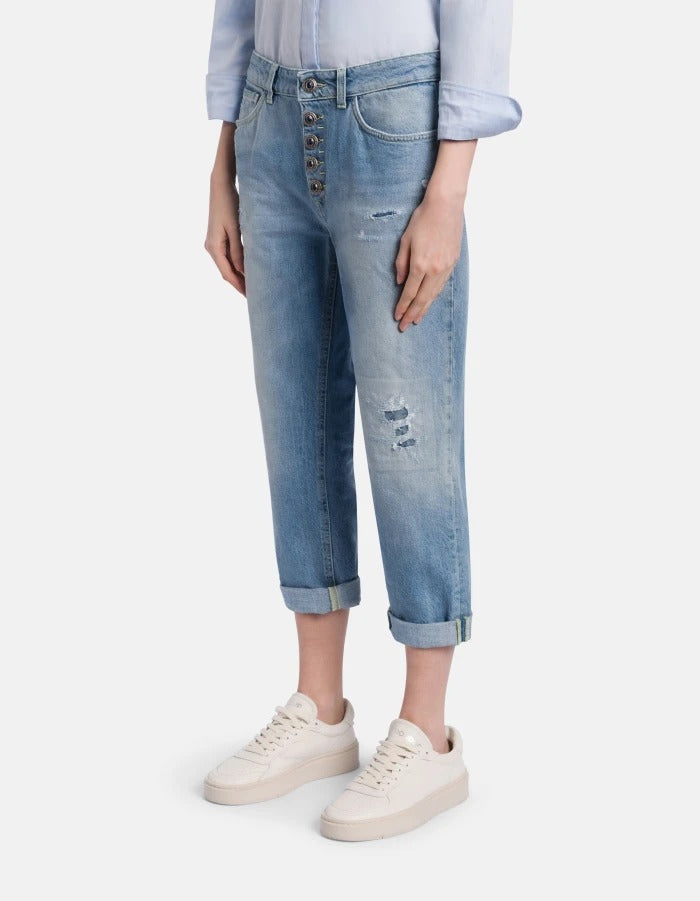 Dondup Koons Loose Jeans Donna Blu Denim Strappati