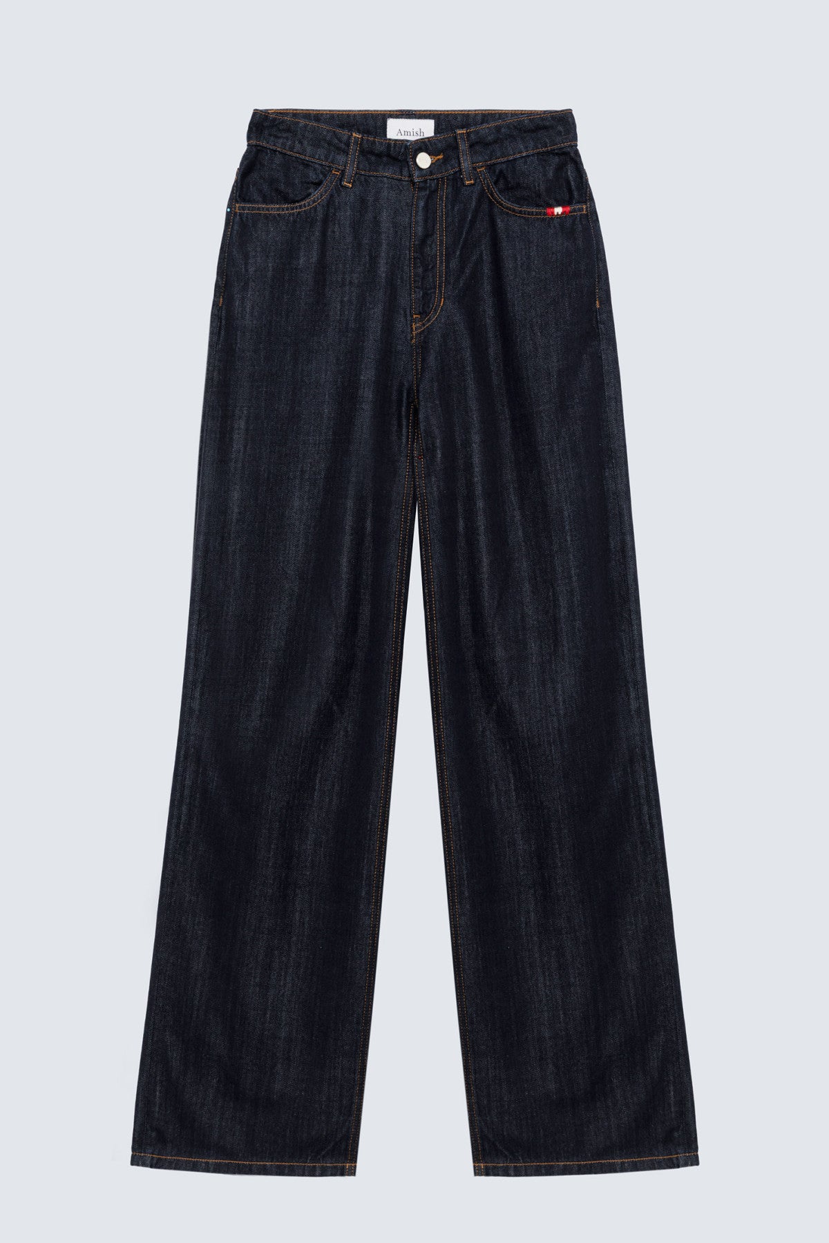 Amish Linda AMD001D7460021 jeans donna blu rinse gamba ampia