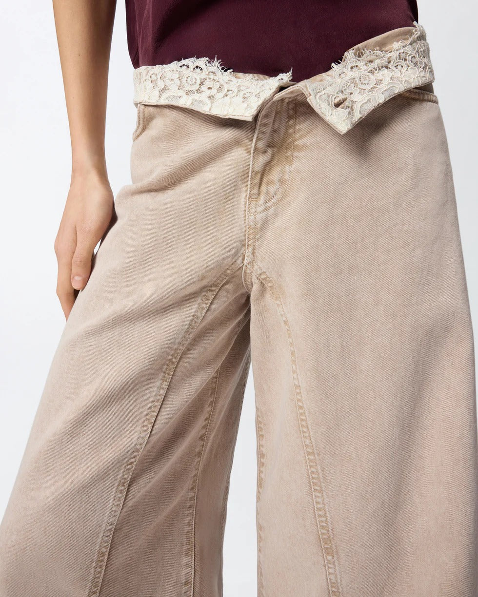Pinko Jeans Winona Wide Leg 106462 A364 beige vita alta