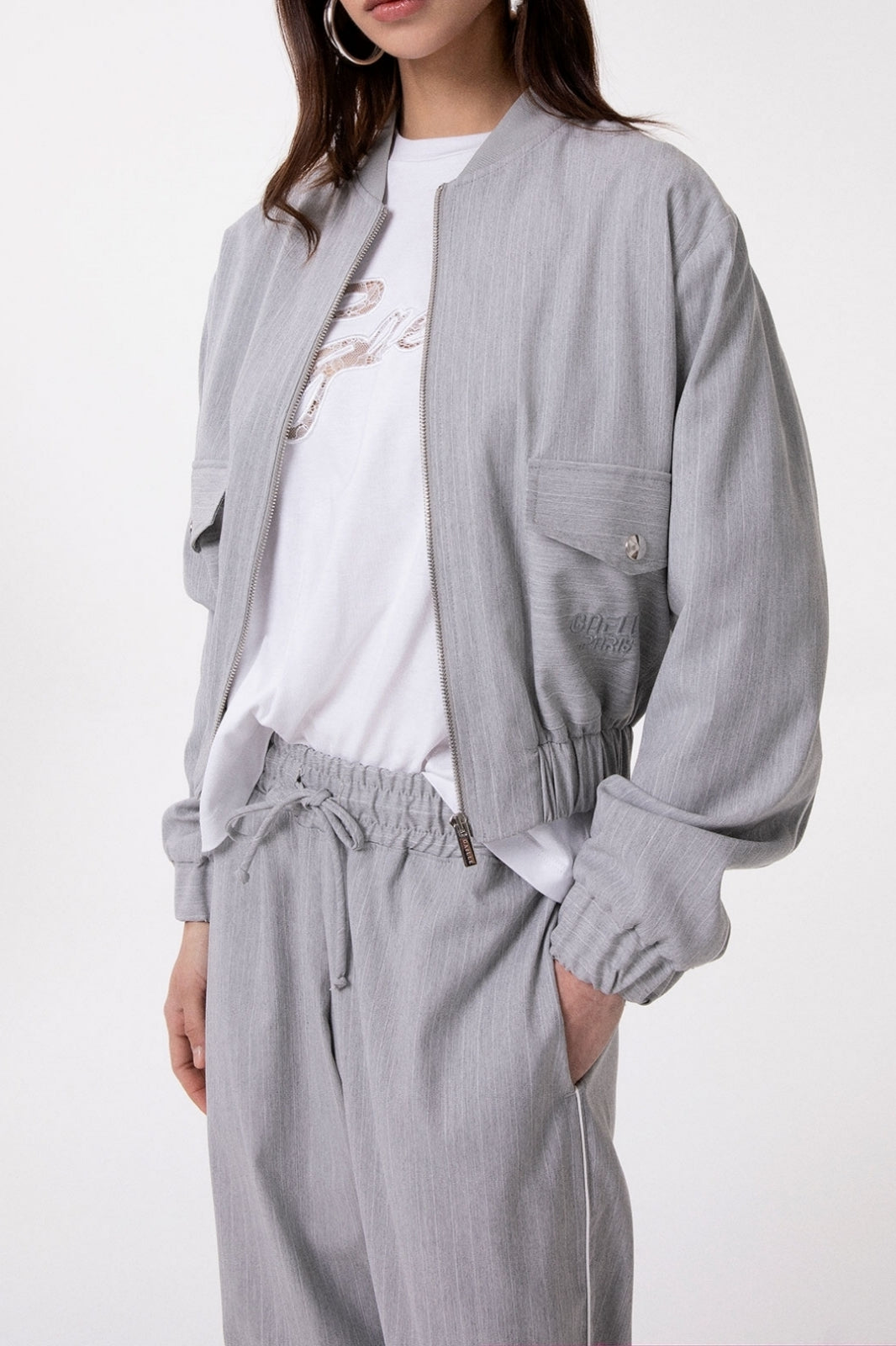 Gaelle Paris GAABW09812 Giacca Donna Grigia Gessata