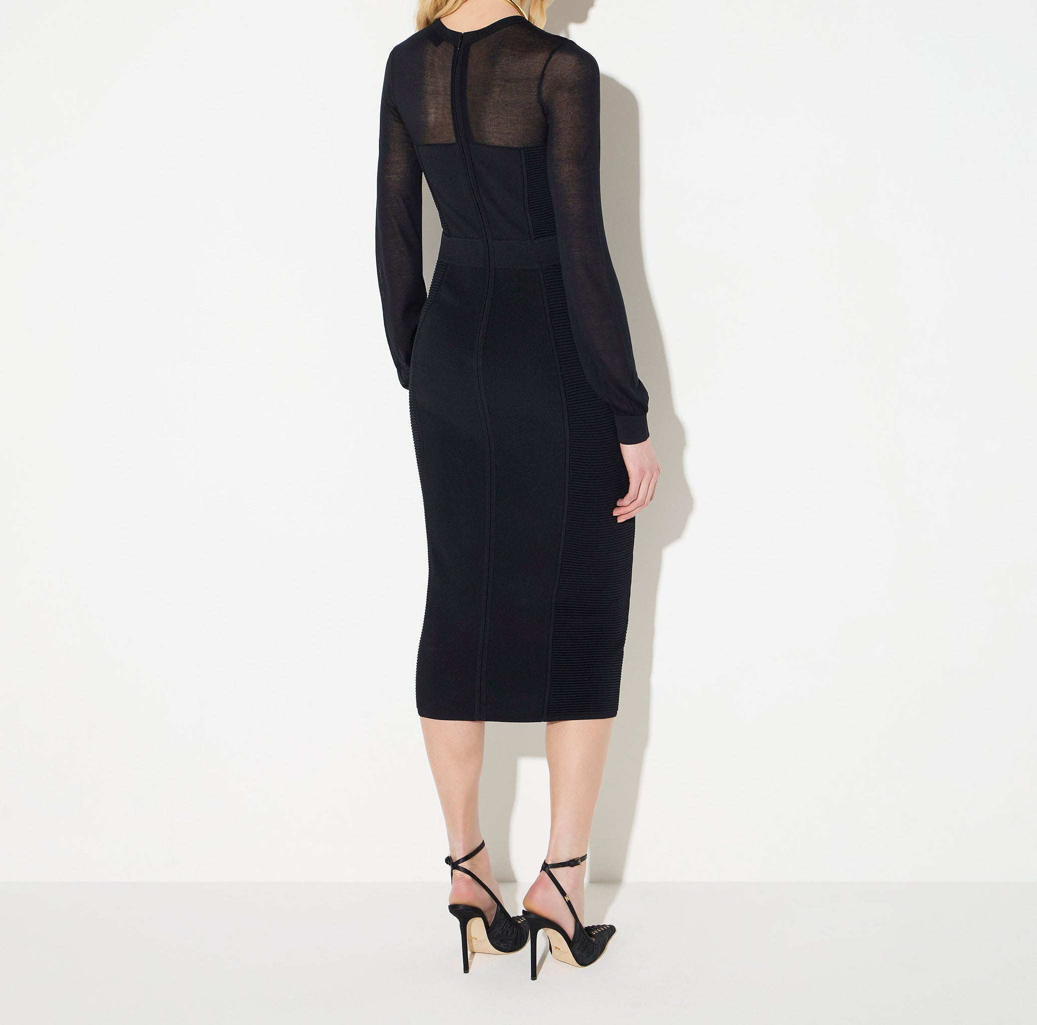 Elisabetta Franchi AM53B67E2 abito midi maglia nero costine