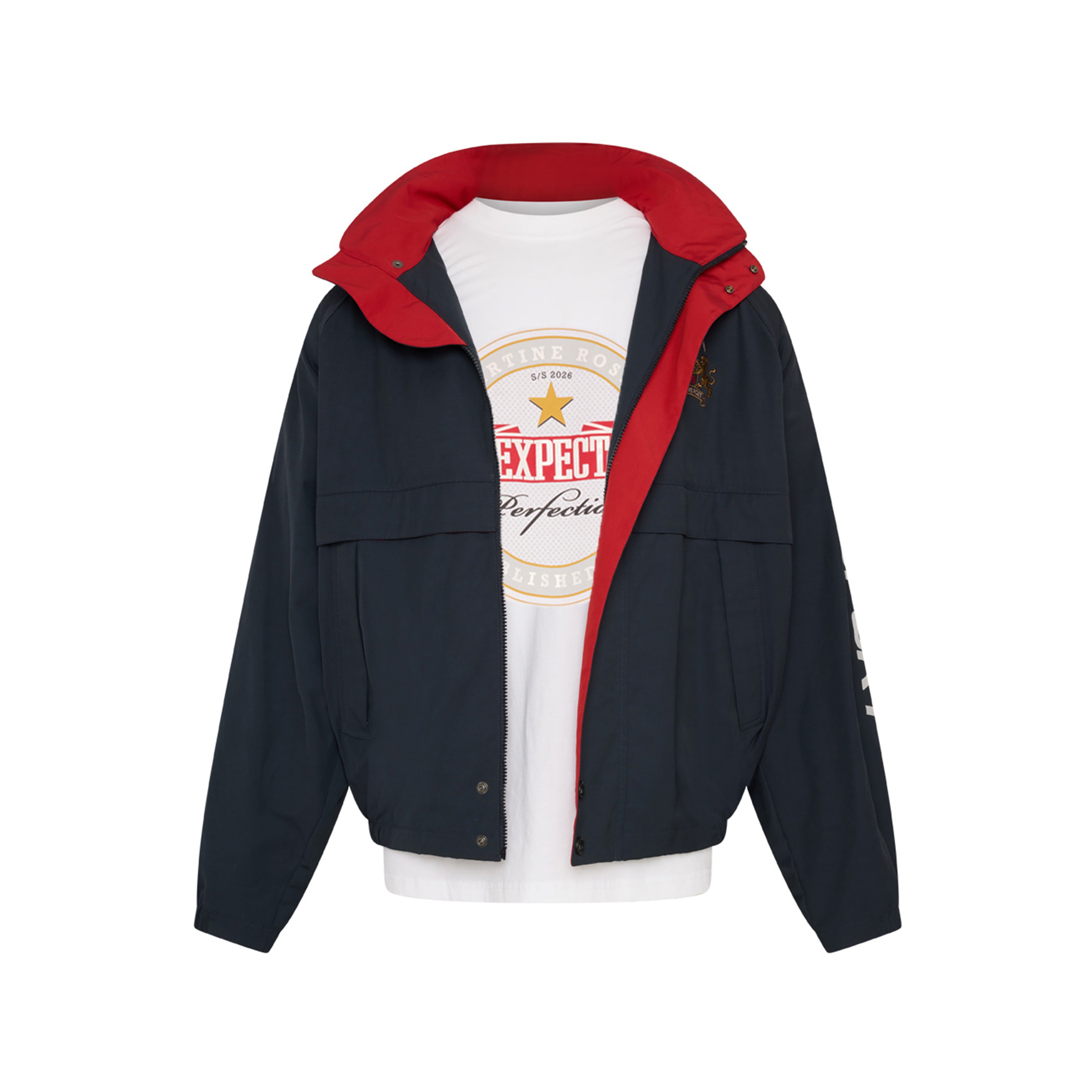 Martine Rose Anorak blu Navy giacca con cappuccio regular