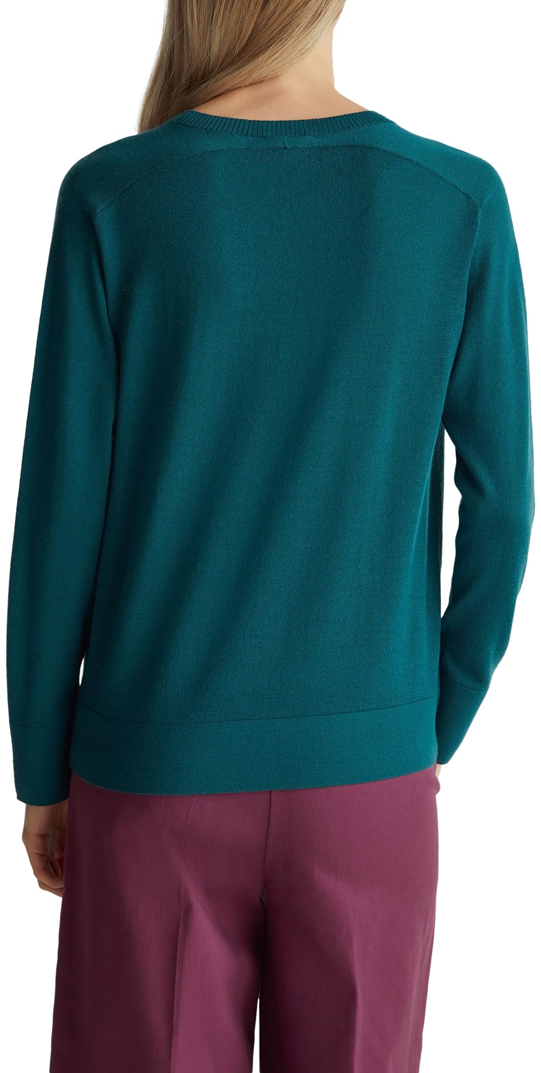 Benetton Maglia Lana Merino Donna Verde Girocollo
