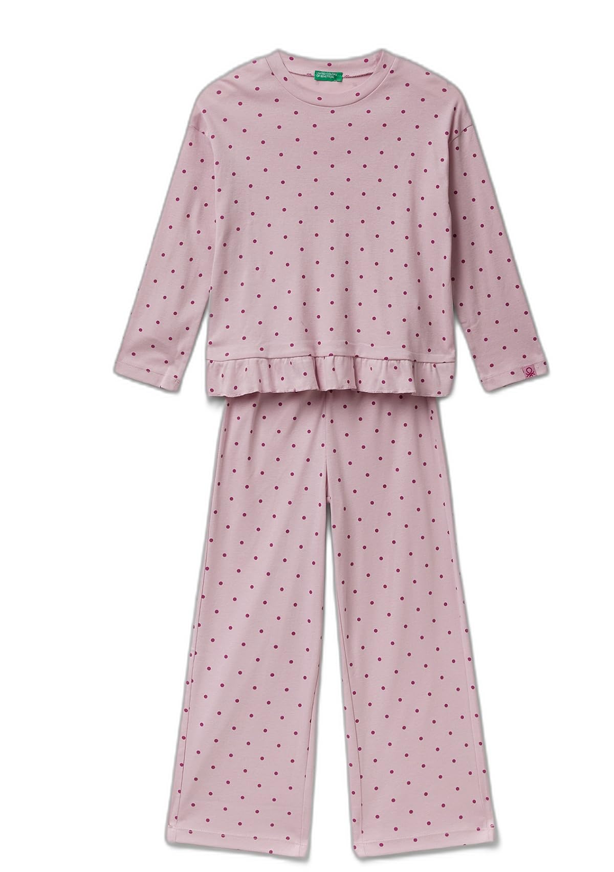 Benetton 3TGJ0P094 pigiama bambina costina multicolor taglia M