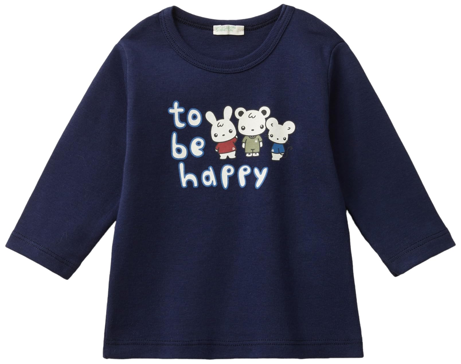 Benetton T-shirt manica lunga girocollo stampa ad acqua