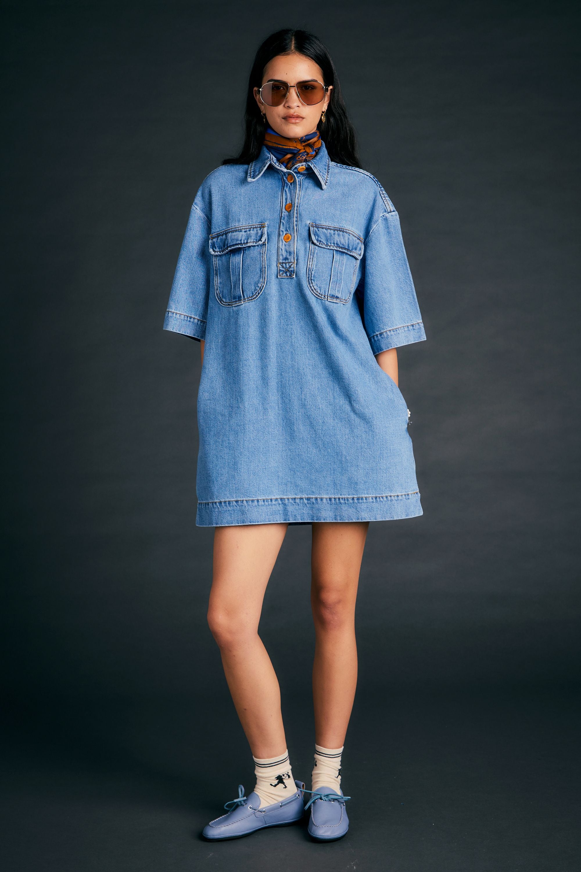 Karen Walker Traveller's abito denim Light Blue