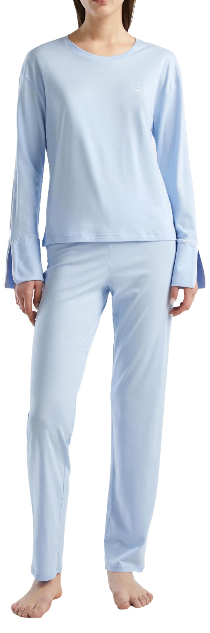 Benetton Pigiama Donna Cotone Blu Notte Set