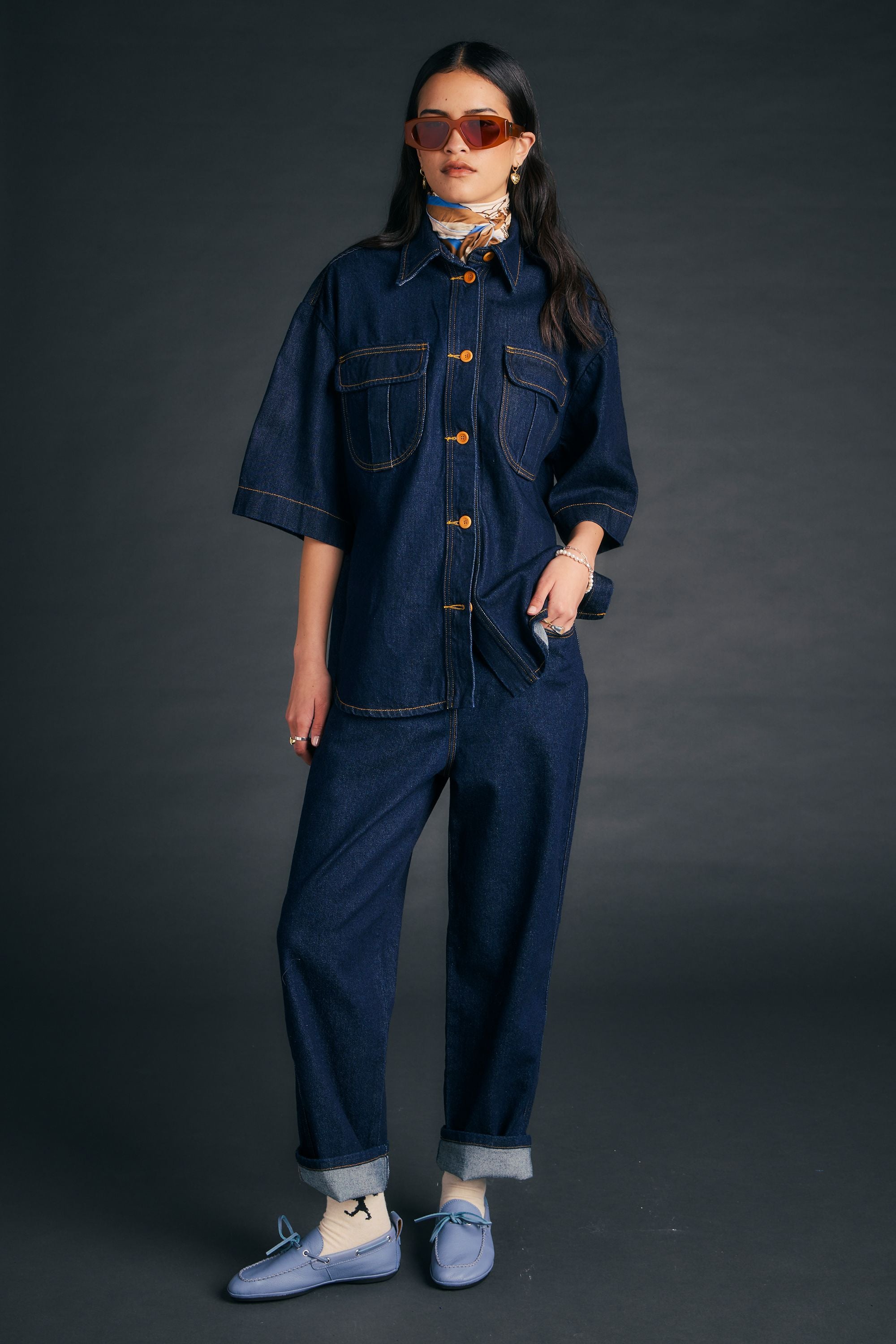 Karen Walker Mod Shirt camicia denim indigo relaxed