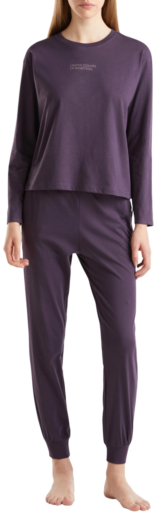 Benetton 30963m04s Maglia Pigiama Donna L Manica Lunga