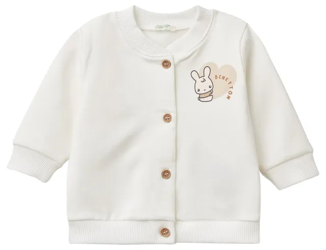 Benetton Giacca M/L felpa aperta stampa cuore