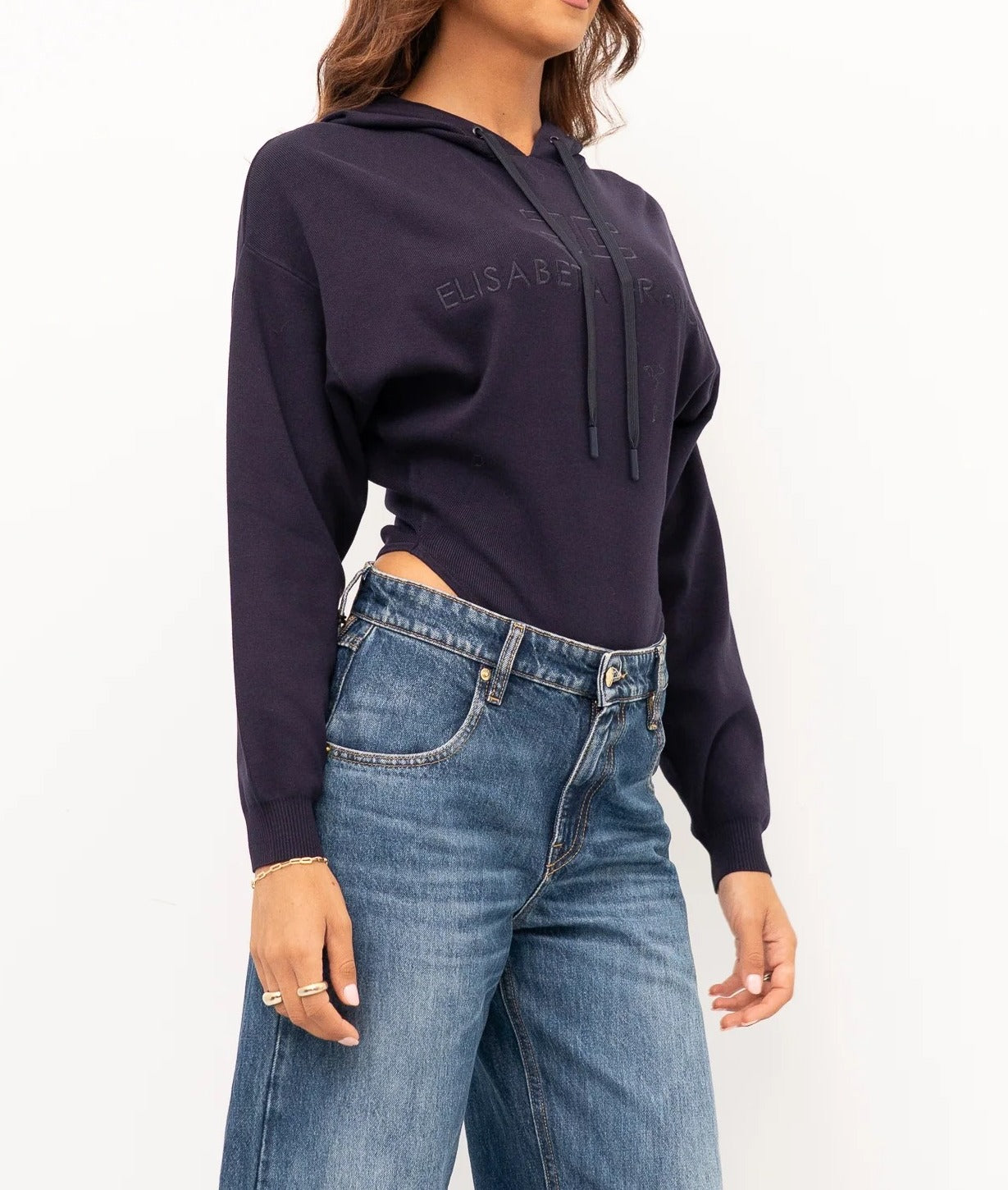 Elisabetta Franchi BK87S66E2 body blu notte cappuccio