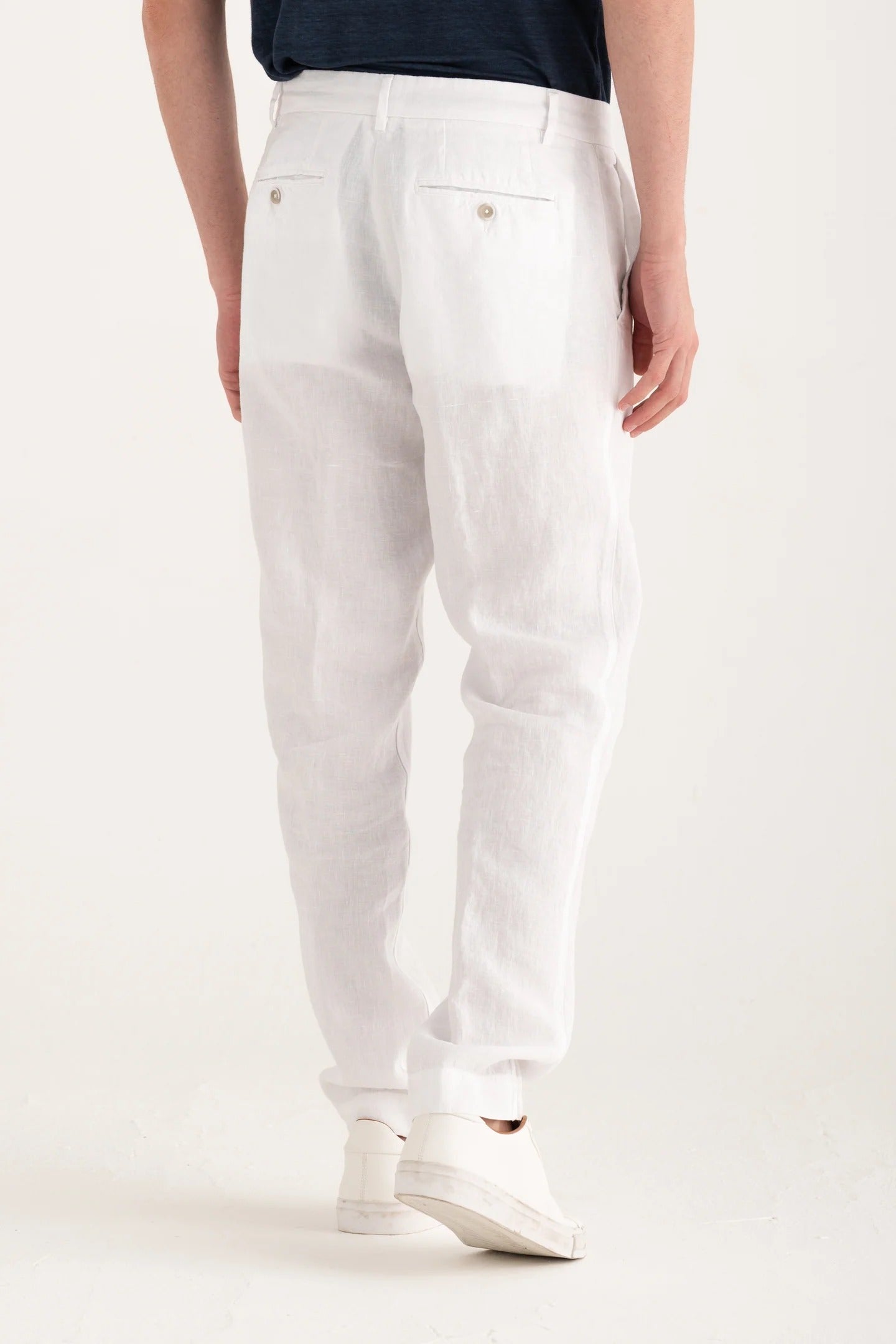 120% Lino 33ALIM2411 Pantalone Chino Bianco puro lino