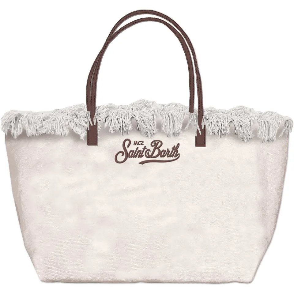 MC2 Saint Barth City Bag Fringe 00302L borsa bianco canvas