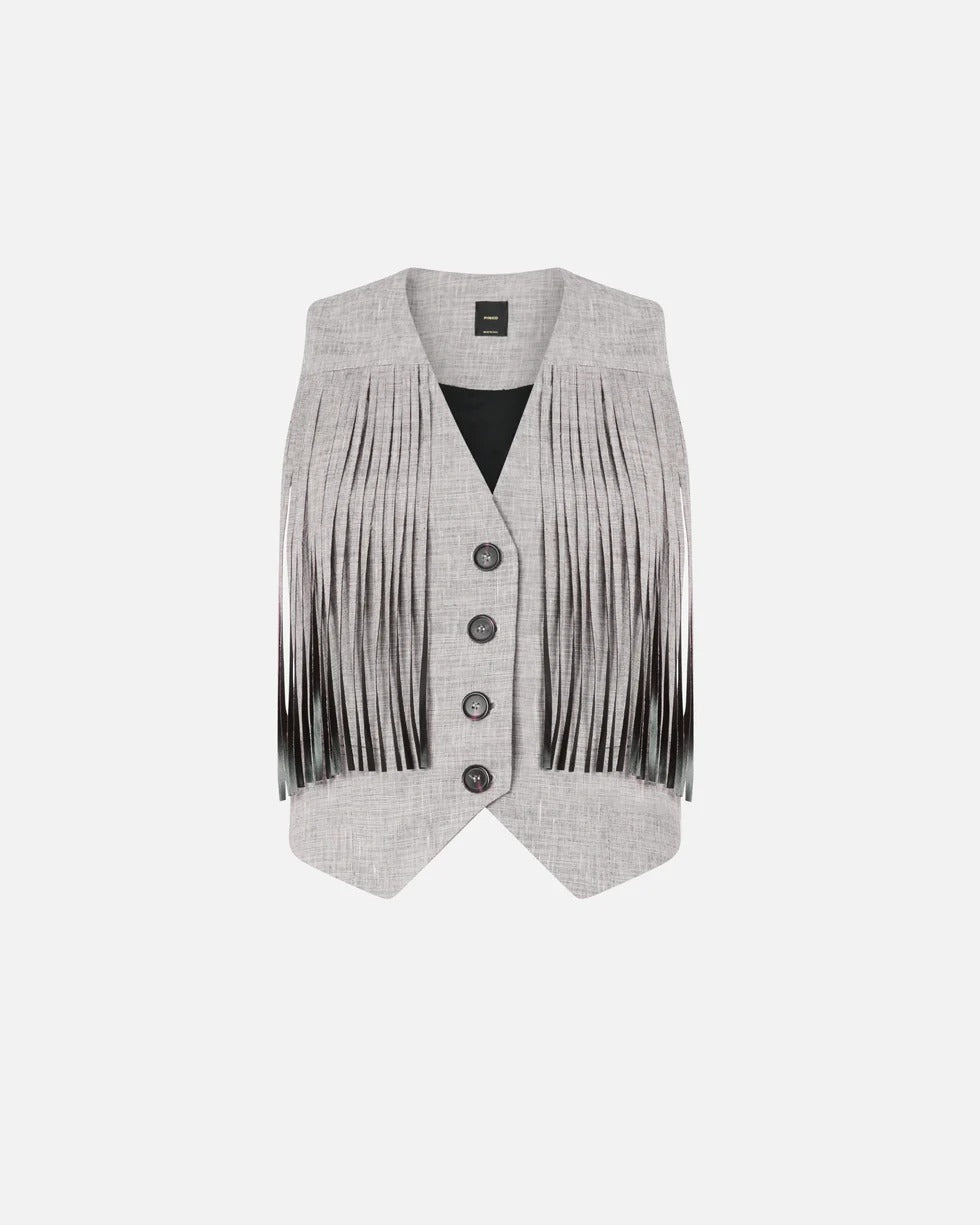 Pinko Boretto 106965 A3AS gilet nero bianco frange