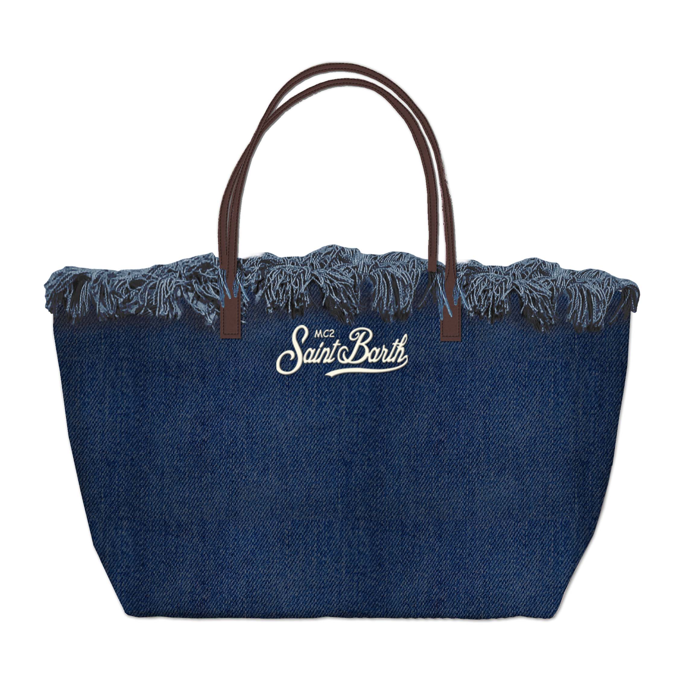 MC2 Saint Barth City Bag borsa donna denim blu frange