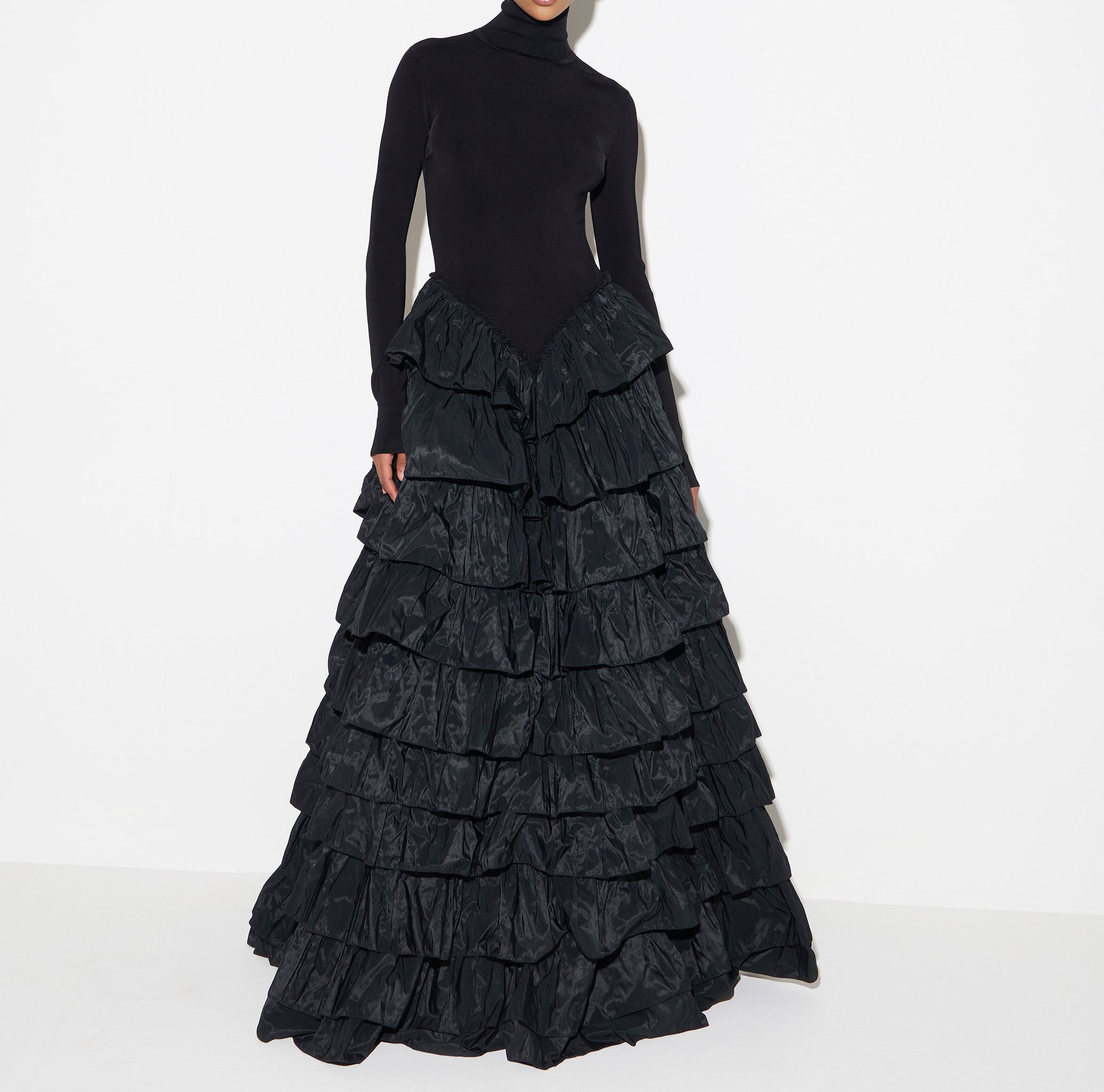 Elisabetta Franchi AM56S67E2 Abito Red Carpet Nero Taglia 42 Balze