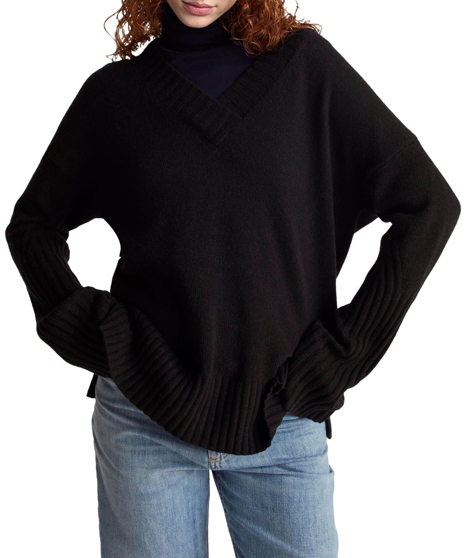 Benetton Maglieria Pullover Over Donna Bianco