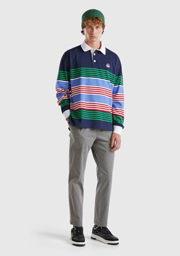 Benetton Polo Rugby Rigata Uomo XXL Manica Lunga