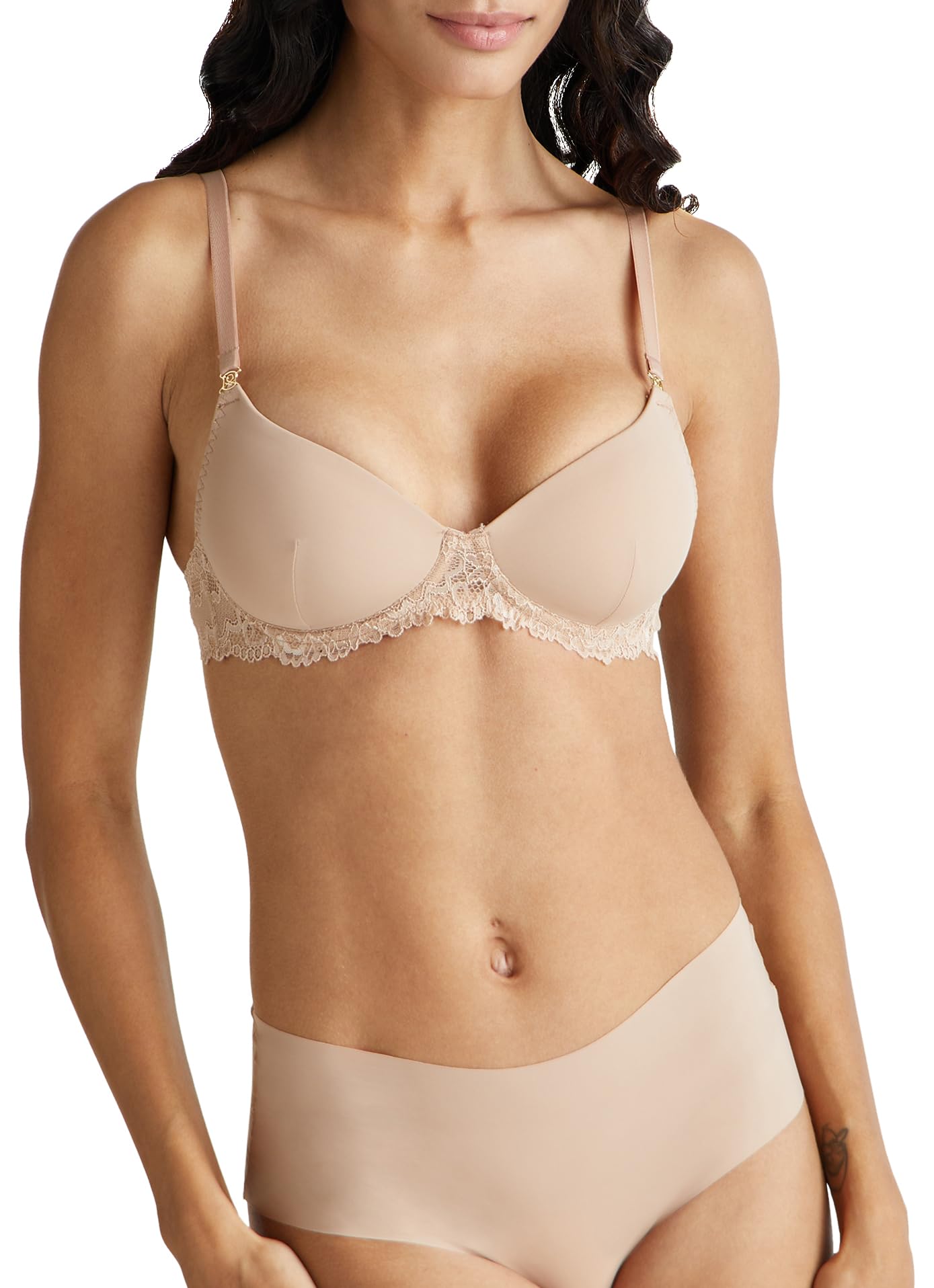 Benetton 3LEG1R027 Reggiseno Donna Nero Imbottito