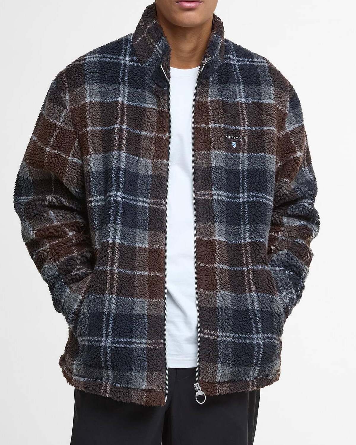 Barbour MFL0187 Sherpa felpa tartan midnight oak zip