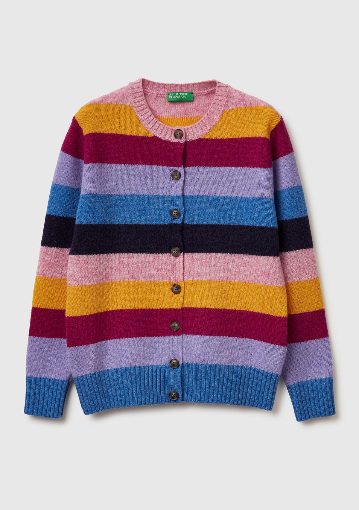 Benetton 103ME5014 cardigan donna blu manica lunga