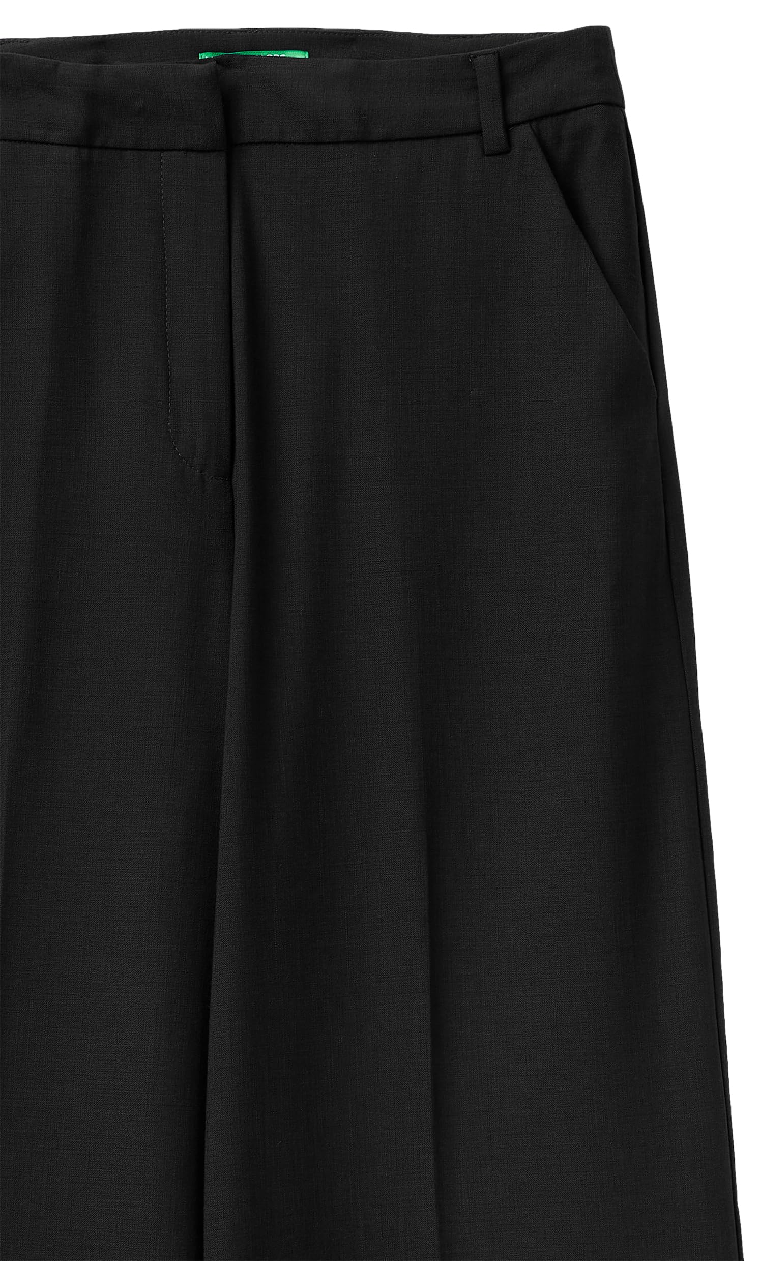Benetton 4962DF07F pantaloni donna neri gamba ampia
