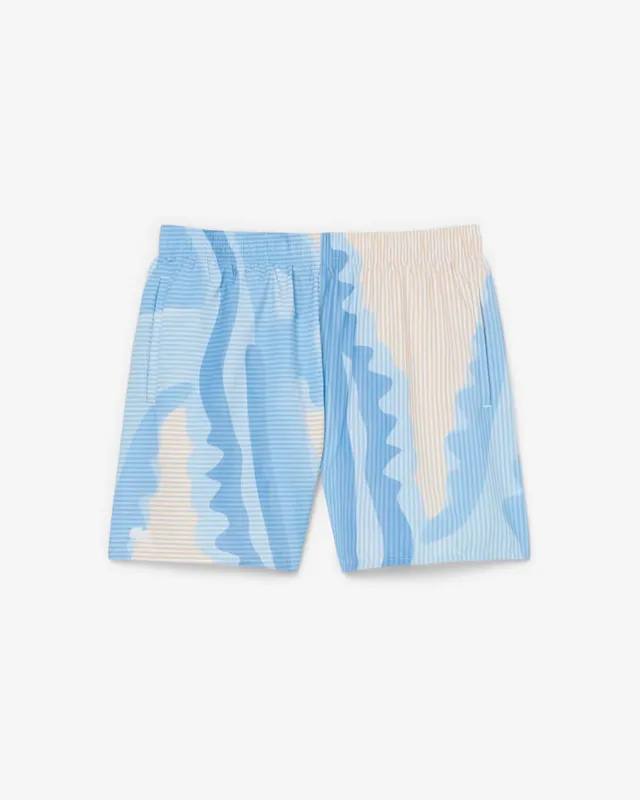 Lacoste MH1902 costume boxer uomo blanc beige righe