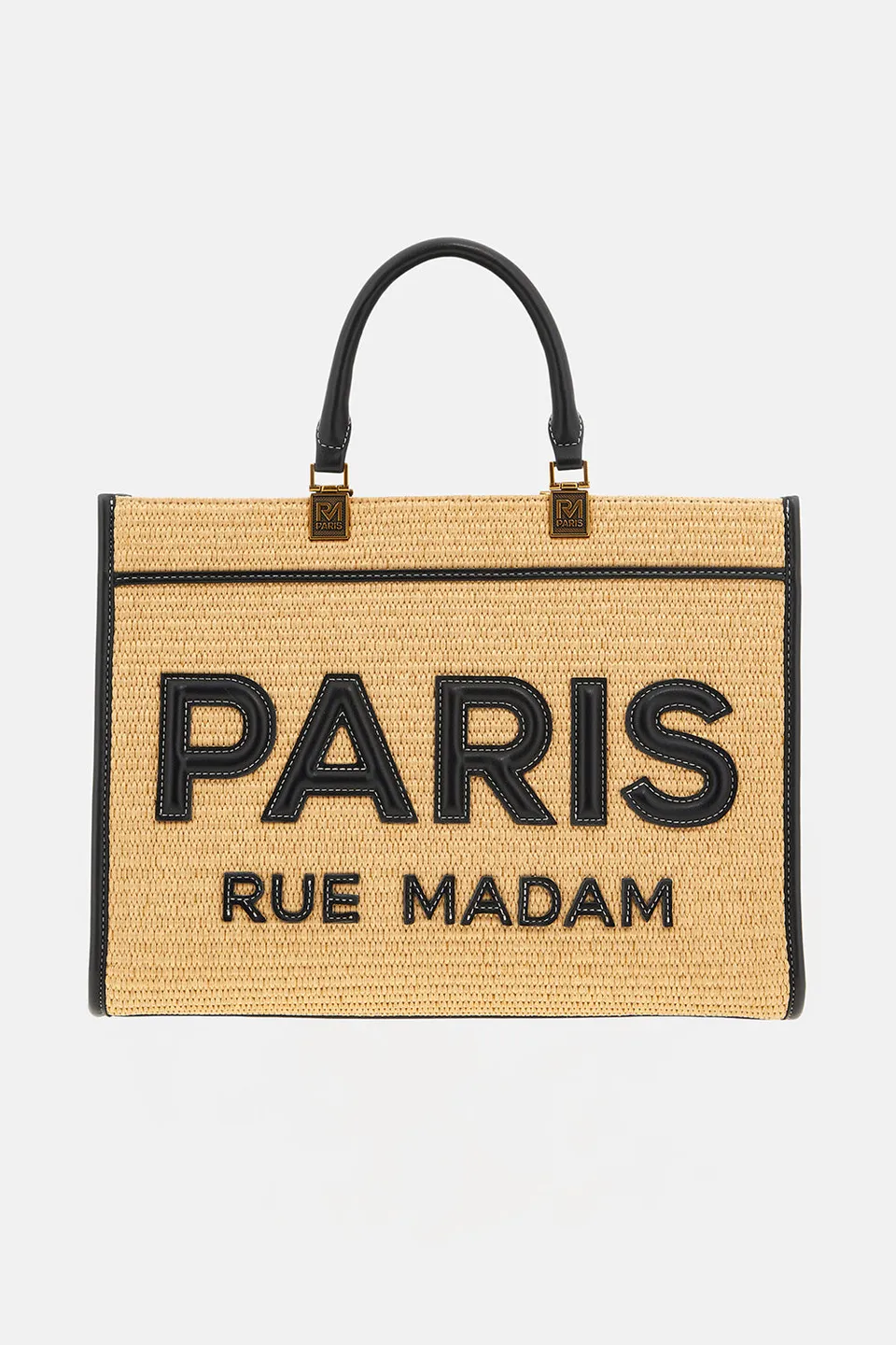Rue Madam 1533 Iconique Tote Paglia Nera Tracolla