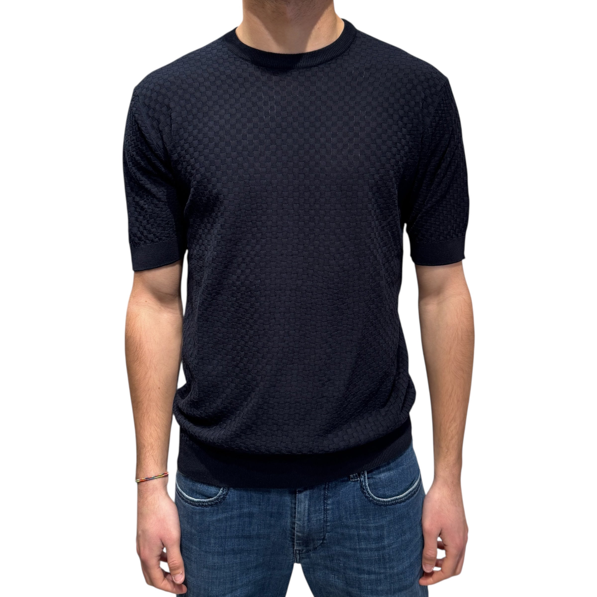 Filippo De Laurentiis CR14Q GC1MC maglia navy cotone