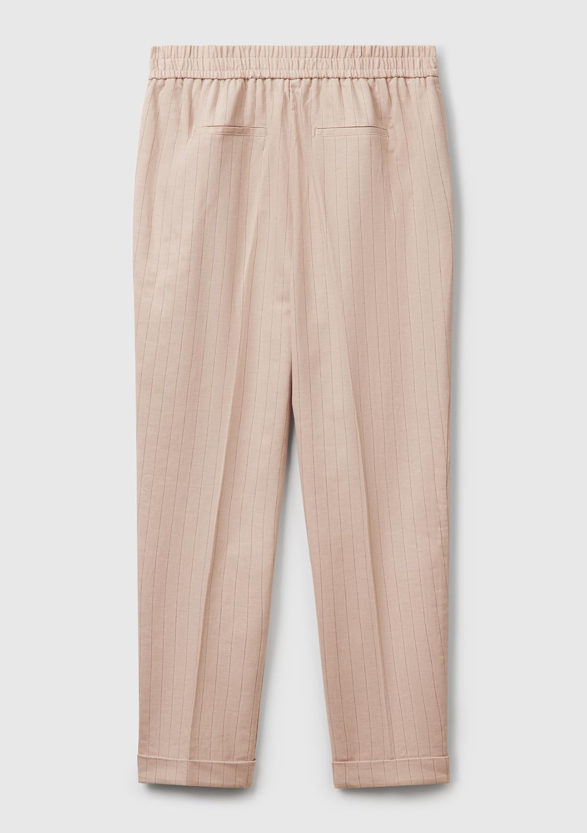 Benetton Pantaloni Donna cotone lino gessati Blu regular