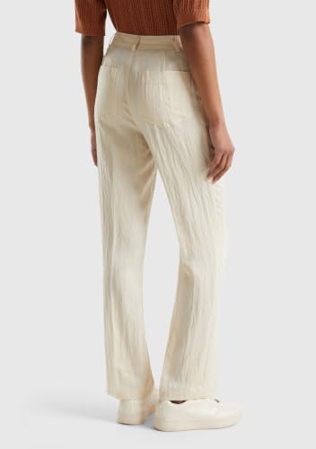 Benetton 47ozdf06f pantaloni donna beige 36 vita alta