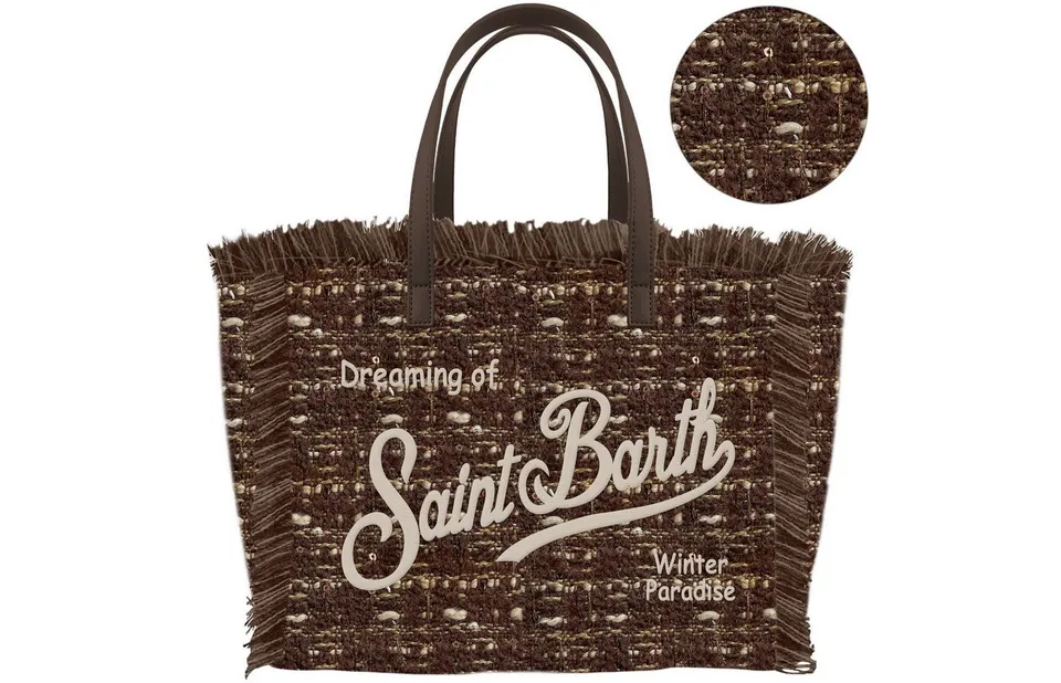MC2 Saint Barth Vanity Mini Tweed Borsa Marrone Beige