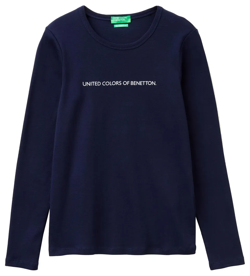 Benetton 3GA8E16G0 T-Shirt Donna Blu Glitter XXS