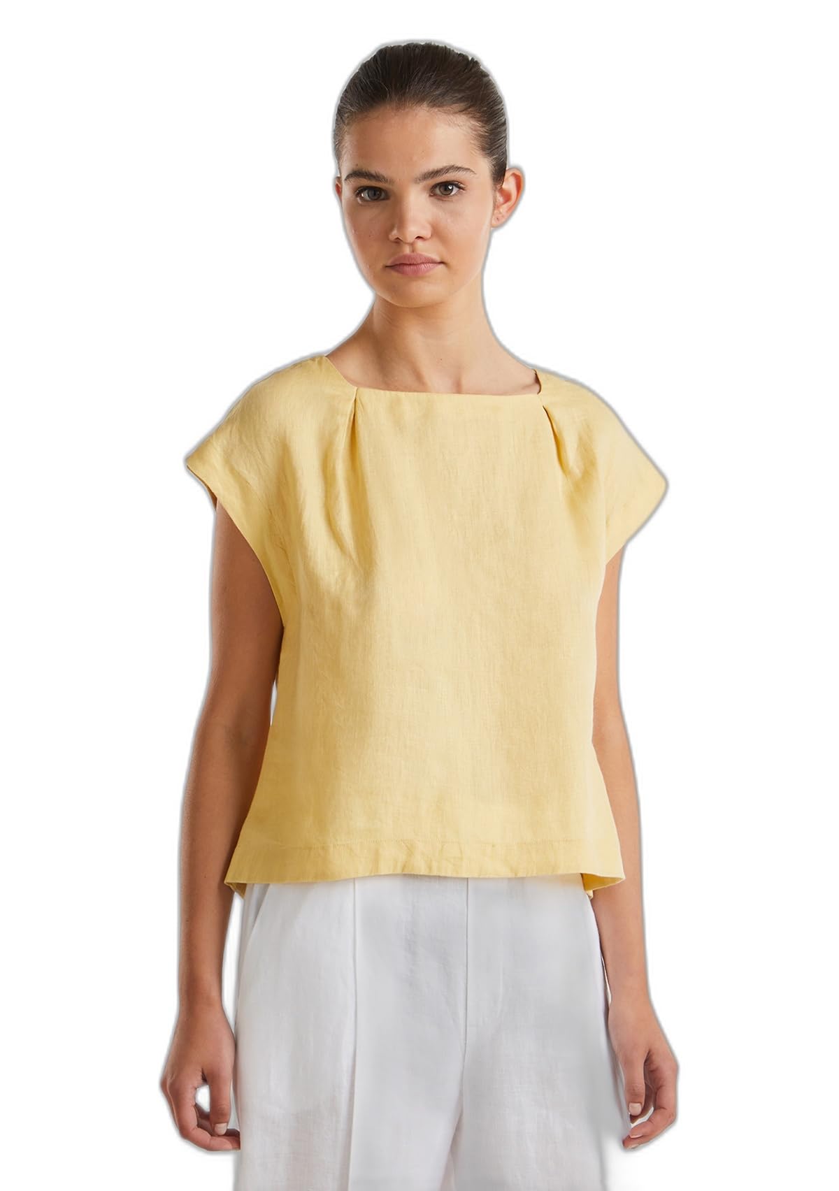 Benetton Blusa 5bmldq079 Donna Rossa in Lino