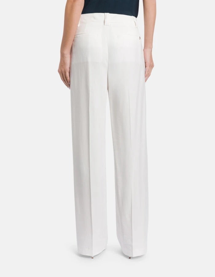 Dondup Abby DP883 IF0049D pantaloni wide leg bianco latte