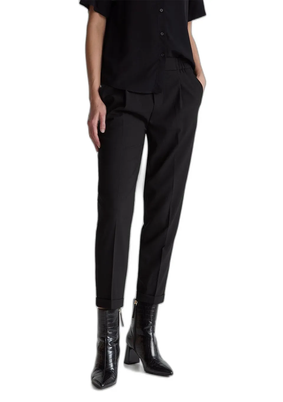 Benetton Pantaloni Sigaretta Donna Neri Malleolo